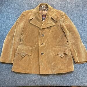Vintage 80s Europe Craft Men's Size 44R Brown Corduroy Sports Coat Jacket Lined